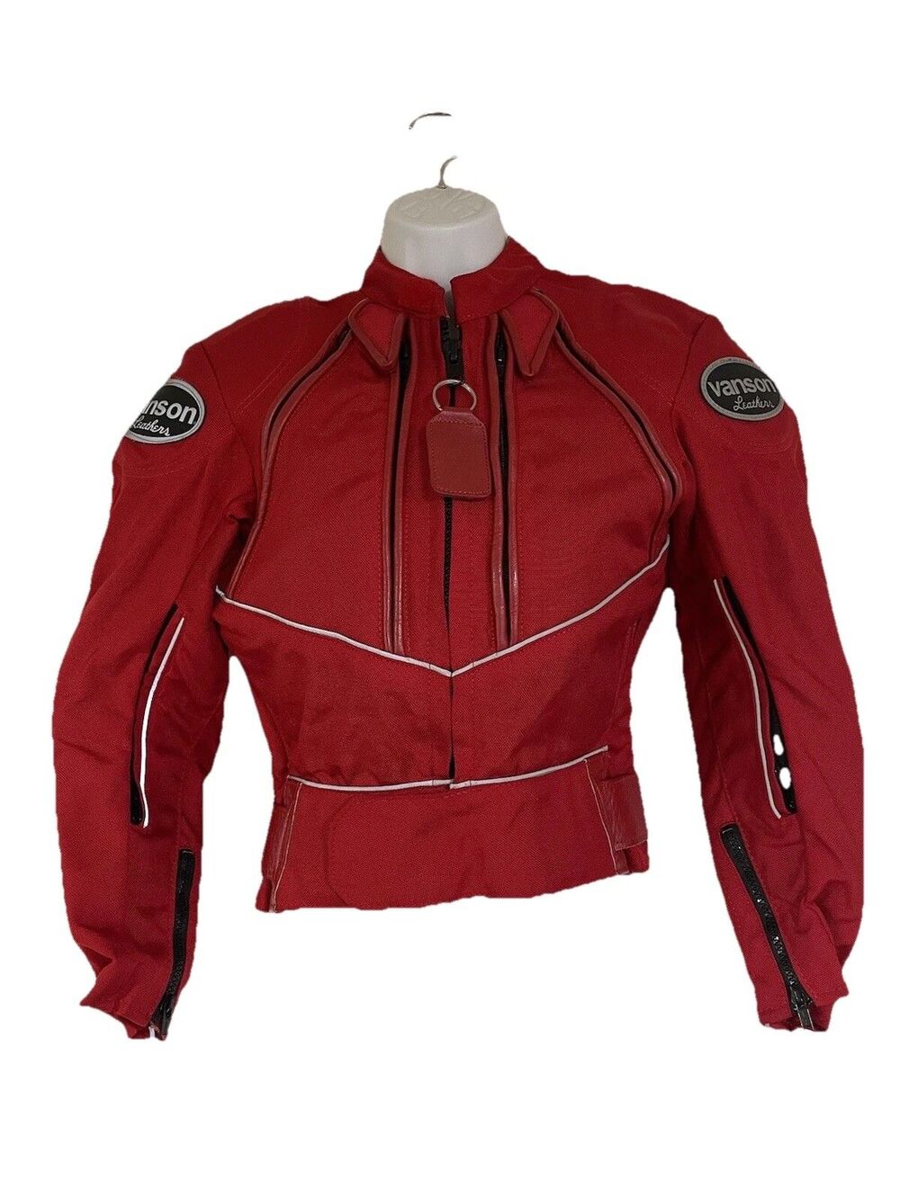 Vanson Motorcycle Jacket XS Red Nylon Cordura Riding Jacket Excellent Used